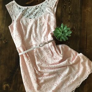 🔲 WHBM Sleeveless Sheath Lace Dress - Pink NWOT